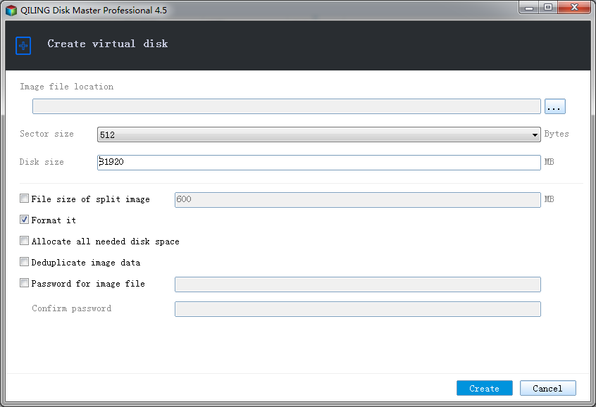 Create virtual disk