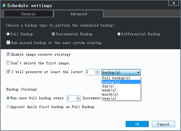 set backup scheme