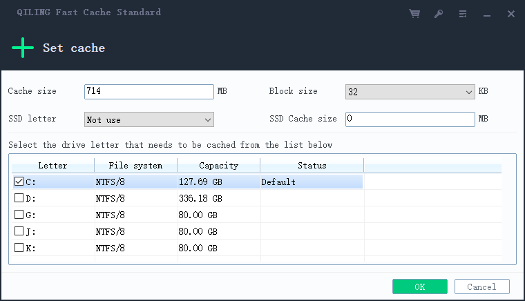 Set cache info