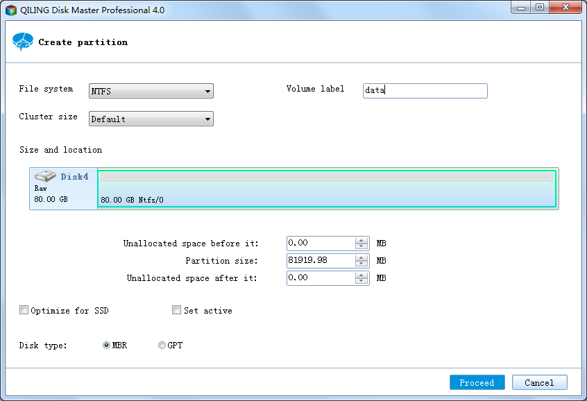 create partition