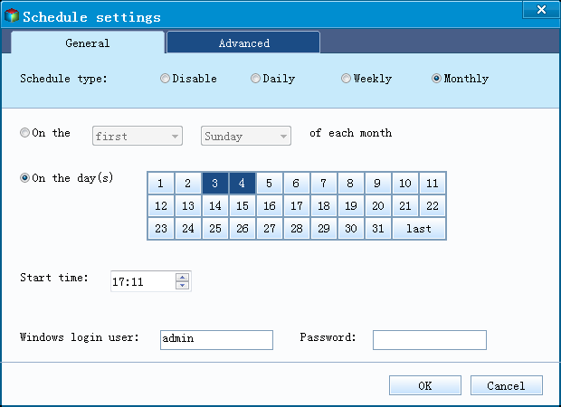 monthly schedule