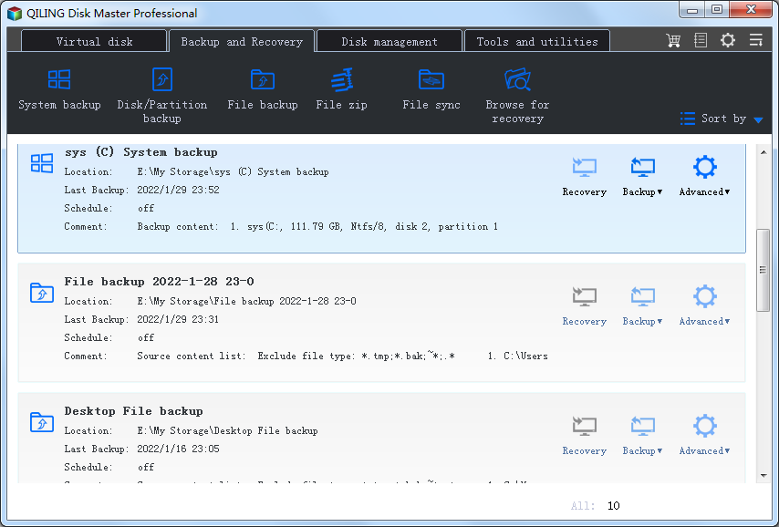 Qiling disk master backup