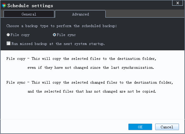 file sync advance schedule