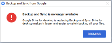 backup and sync no longer available