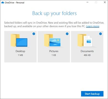 backup one drive folders
