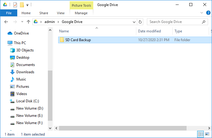 backup sd card with google drive folder