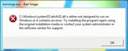 bad image error Windows 1o