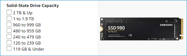 SSD capacity on Amazon