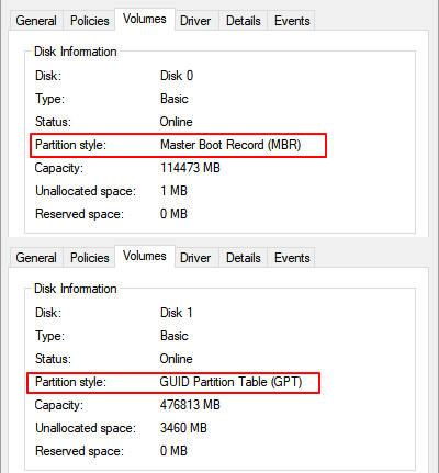 Check source disk type