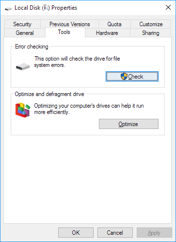 disk error checking