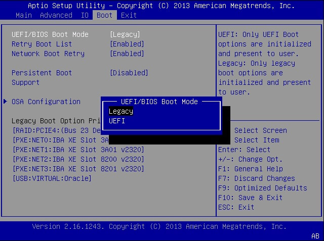 image of enabling UEFI boot mode