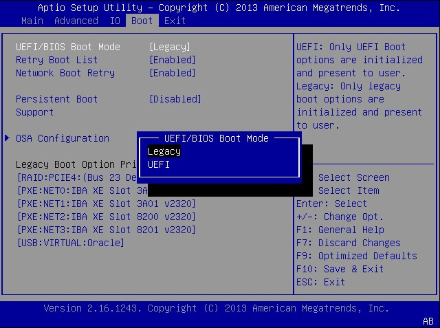 Configure Boot mode on target PC as the same as the source PC