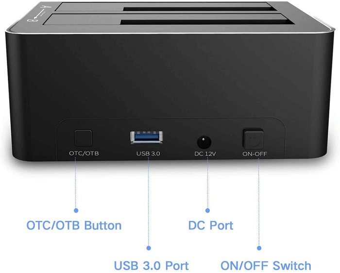 Press OTC/OTB button to clone SSD to external hard drive