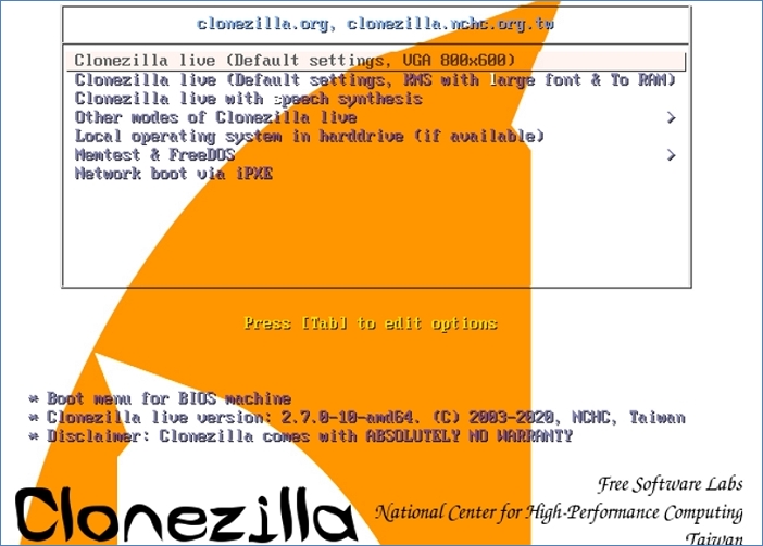 clonezilla backup tool