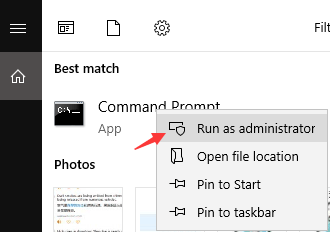 Opening the command prompt as administrator