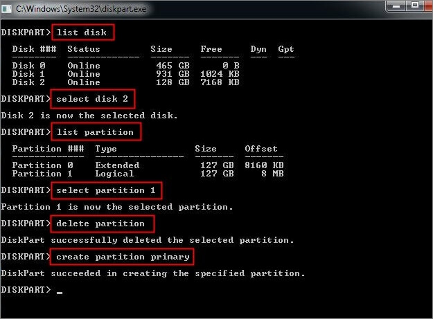 convert logical to primary by cmd