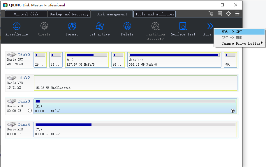 convert MBR to GPT