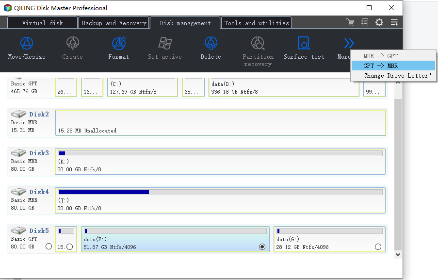 convert MBR to GPT - 1