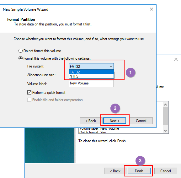 format usb to fat 32in disk management