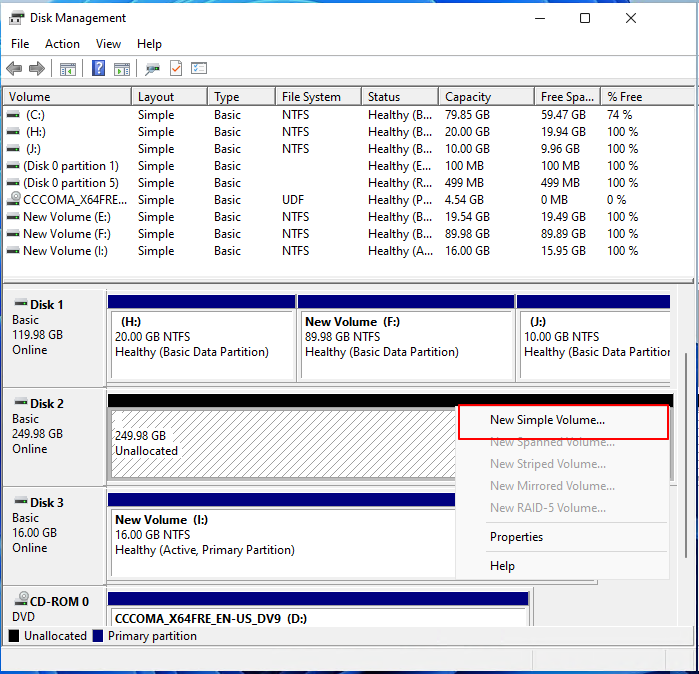 create new simple partition