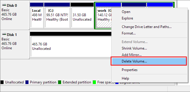 Delete target volume