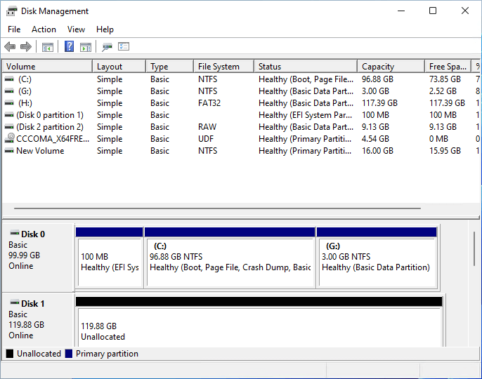 View disk partition layout in Disk Management Windows 11