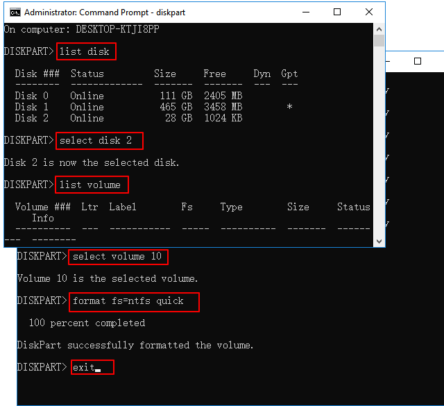 format hard drive in command prompt