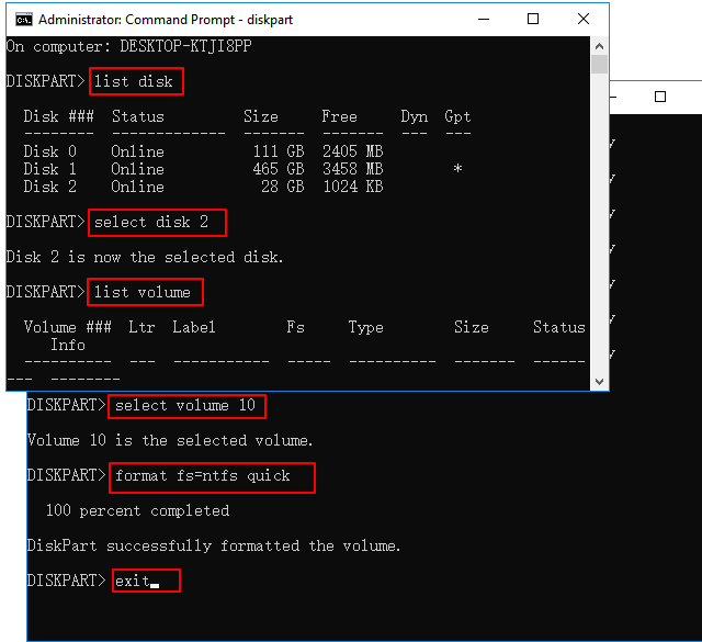 convert to FAT32/NTFS with CMD