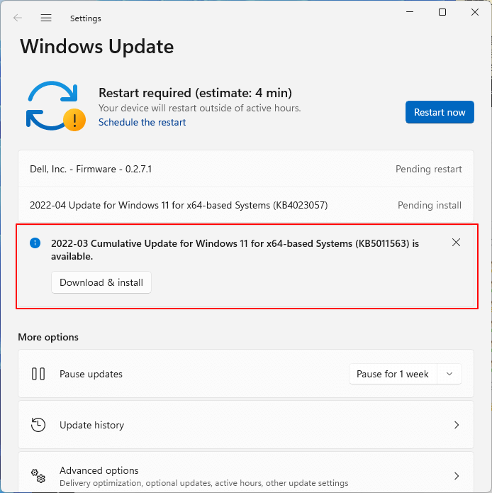 Windows 11 cumulative update information
