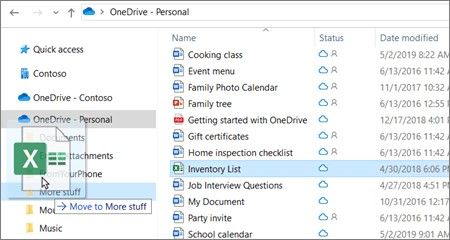 drag files to onedrive