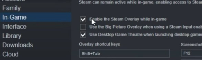 enable steam overlays