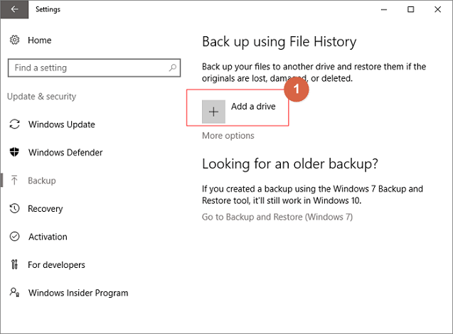backup windows 11 using file history step 1