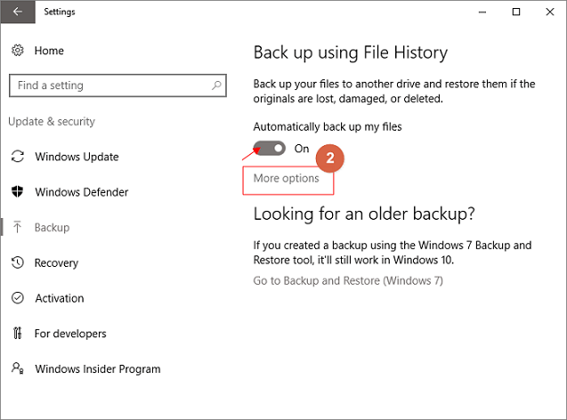 backup windows 11 using file history step 2