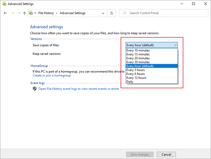 file history advanced settings 1