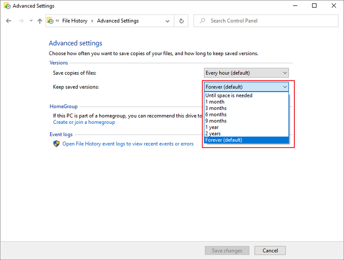 file history advanced settings 2