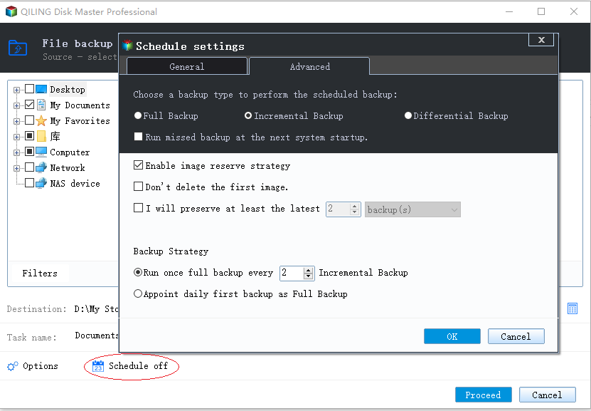 set schedule backup step2