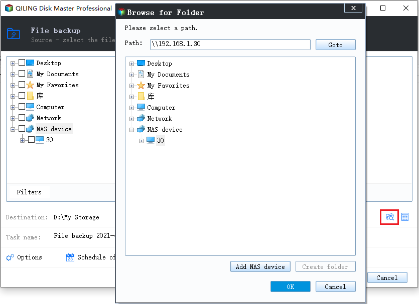 Backup to nas