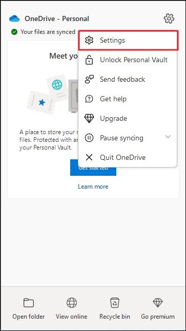 access onedrive settings