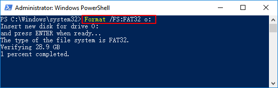 the volume is too big for fat32 powershell 