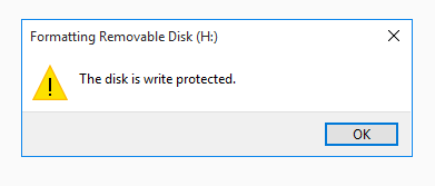 USB displays write-protected