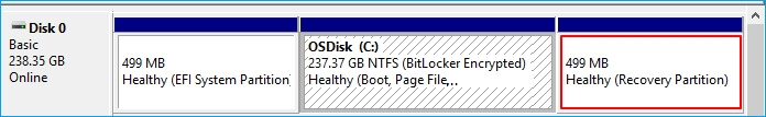 a recovery partition status in windows disk management