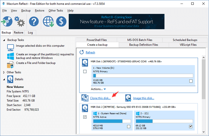 macrium reflect clone disk