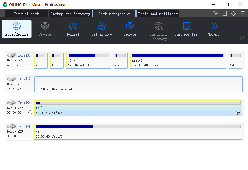 Select target partition to extend