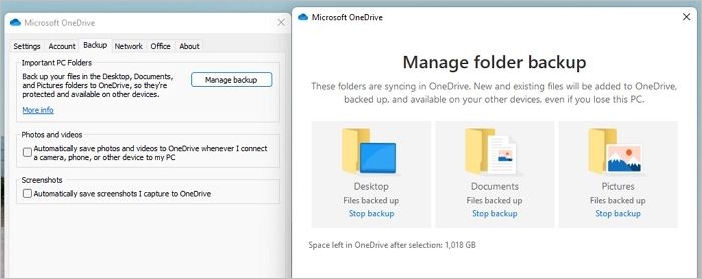 manage backup folder