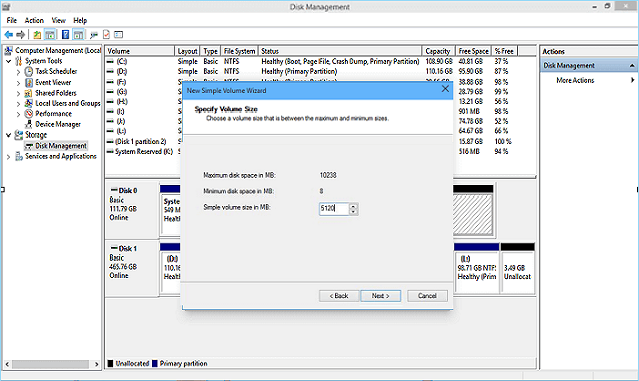 Set volume specifications