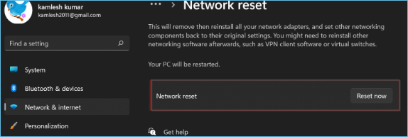 network reset option