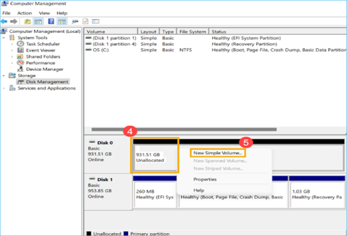 Final step to creating a primary partition.