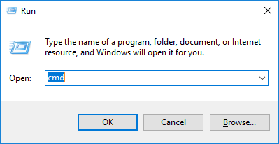 Open Command Prompt from the Run dialog
