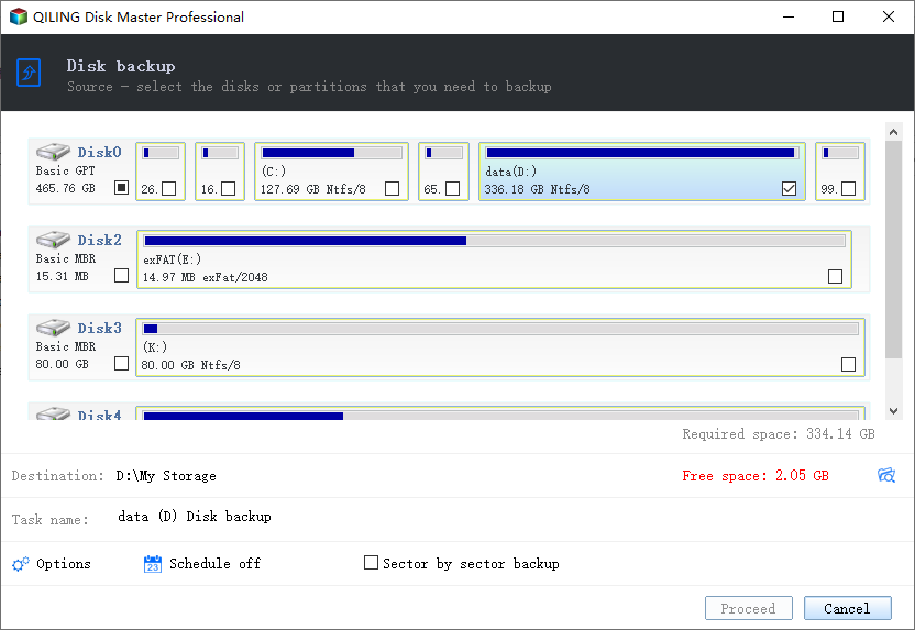 choose system to backup