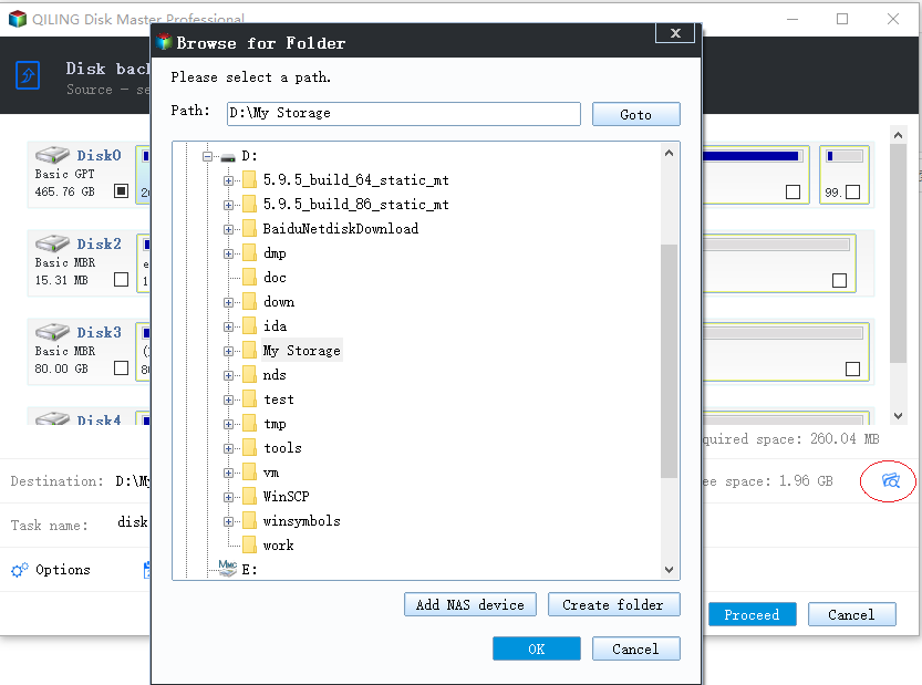 disk partition backup step3